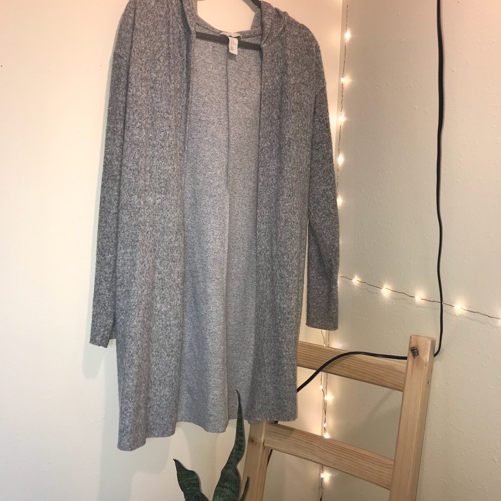 Grey Hooded Cardigan